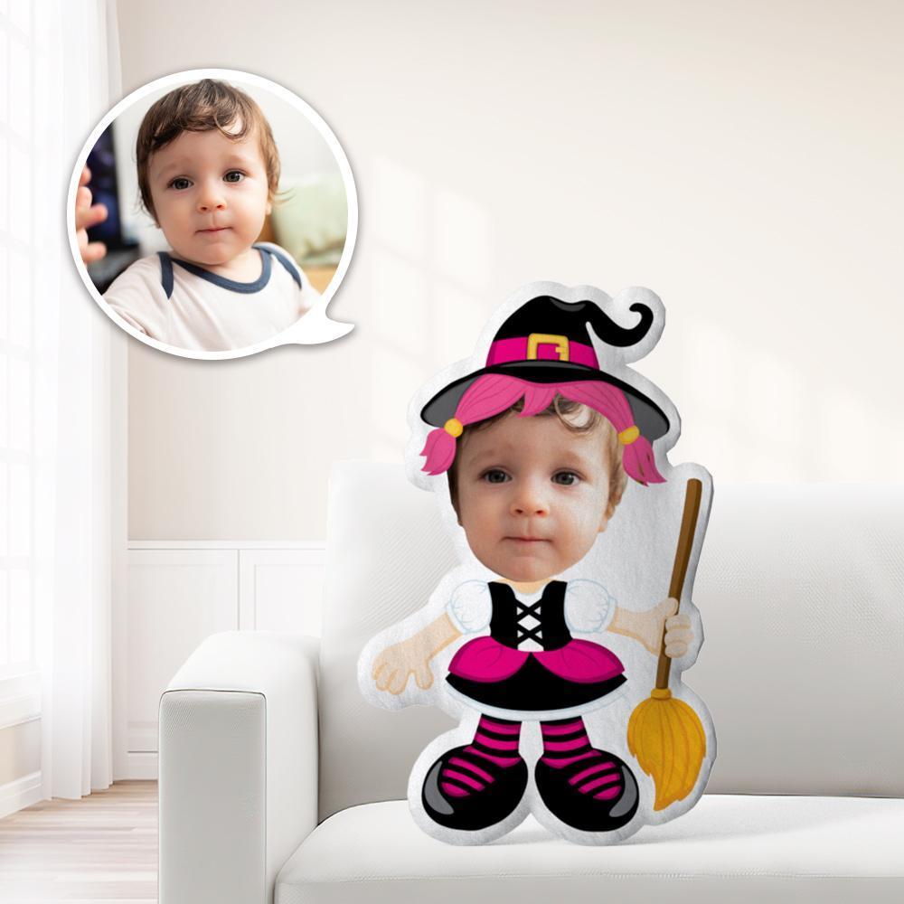Halloween Photo Pillow Custom Pillows Halloween Gifts Girl with Broom Gift For Kid - Giftlab