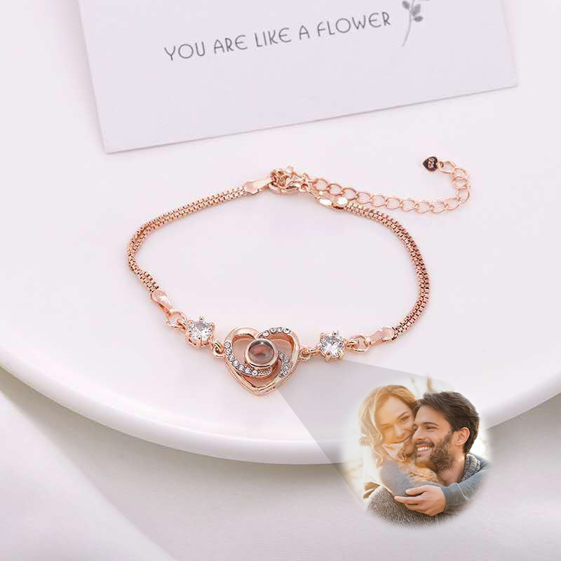 Custom Photo Projection Bracelet Personalized Heart Projection Bracelet Romantic Valentine's Day Gift