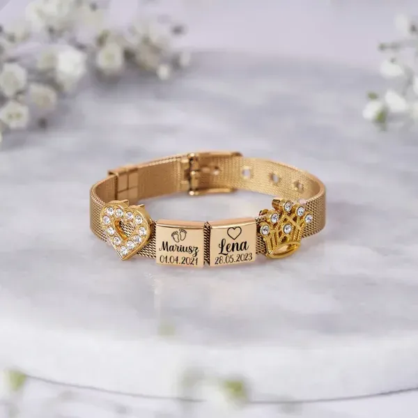 Custom Birth & Anniversary Date Bracelet – Personalized Family Charm Bracelet Meaningful Gift