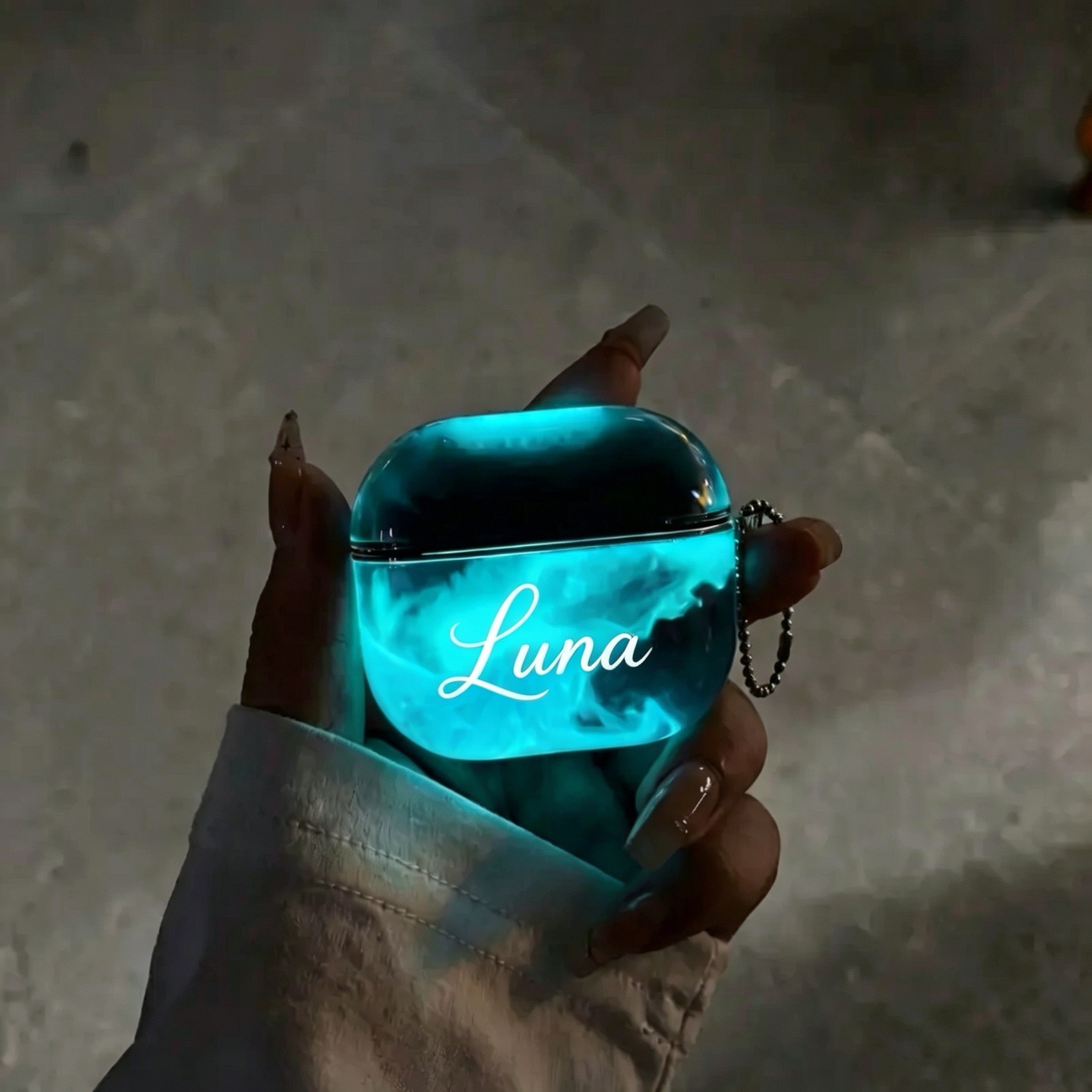 Custom Name Liquid Glitter AirPods Case Glow in the Dark Quicksand Sparkle Cute Protective Cover for AirPods 1 2 3 4 Shockproof