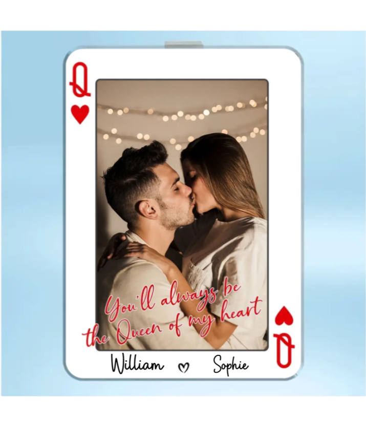 King/Queen Of My Heart Couple Custom Photo - Personalized Acrylic Car Visor - Valentine's Day Gift, Anniversary Gift For Him, For Her - namenecklace