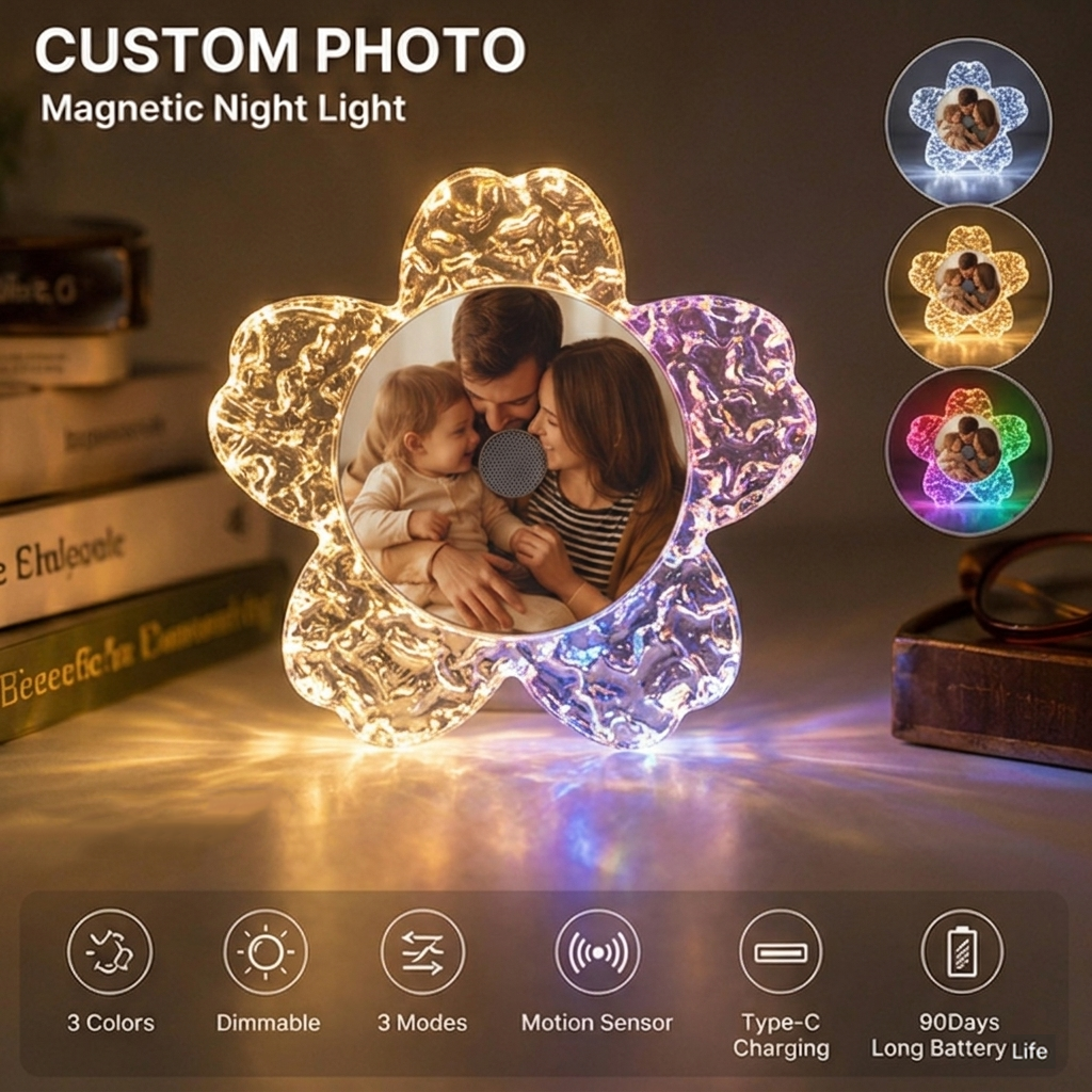 Personalized Photo Magnetic Night Light Custom Picture Infrared Sensor Lamp Father's Day Gift for Best Dad Ever