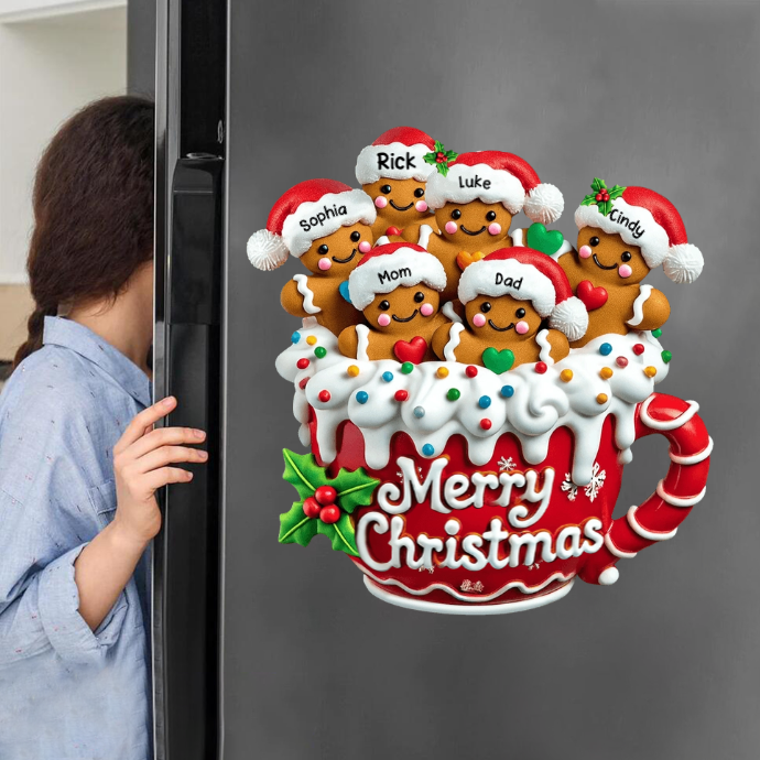 Merry Christmas - Personalized Gingerbread Family Decal