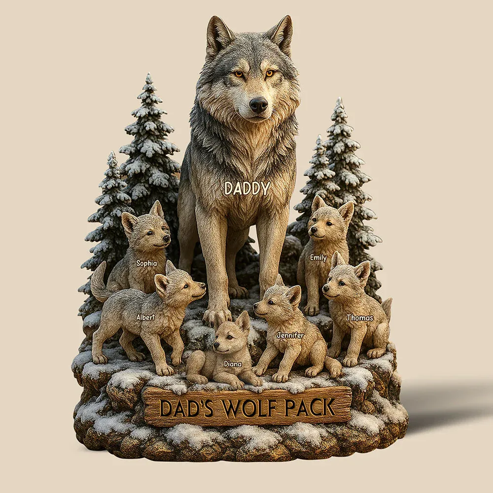 Wolf Dad Plaque - Personalized Gifts For Dad