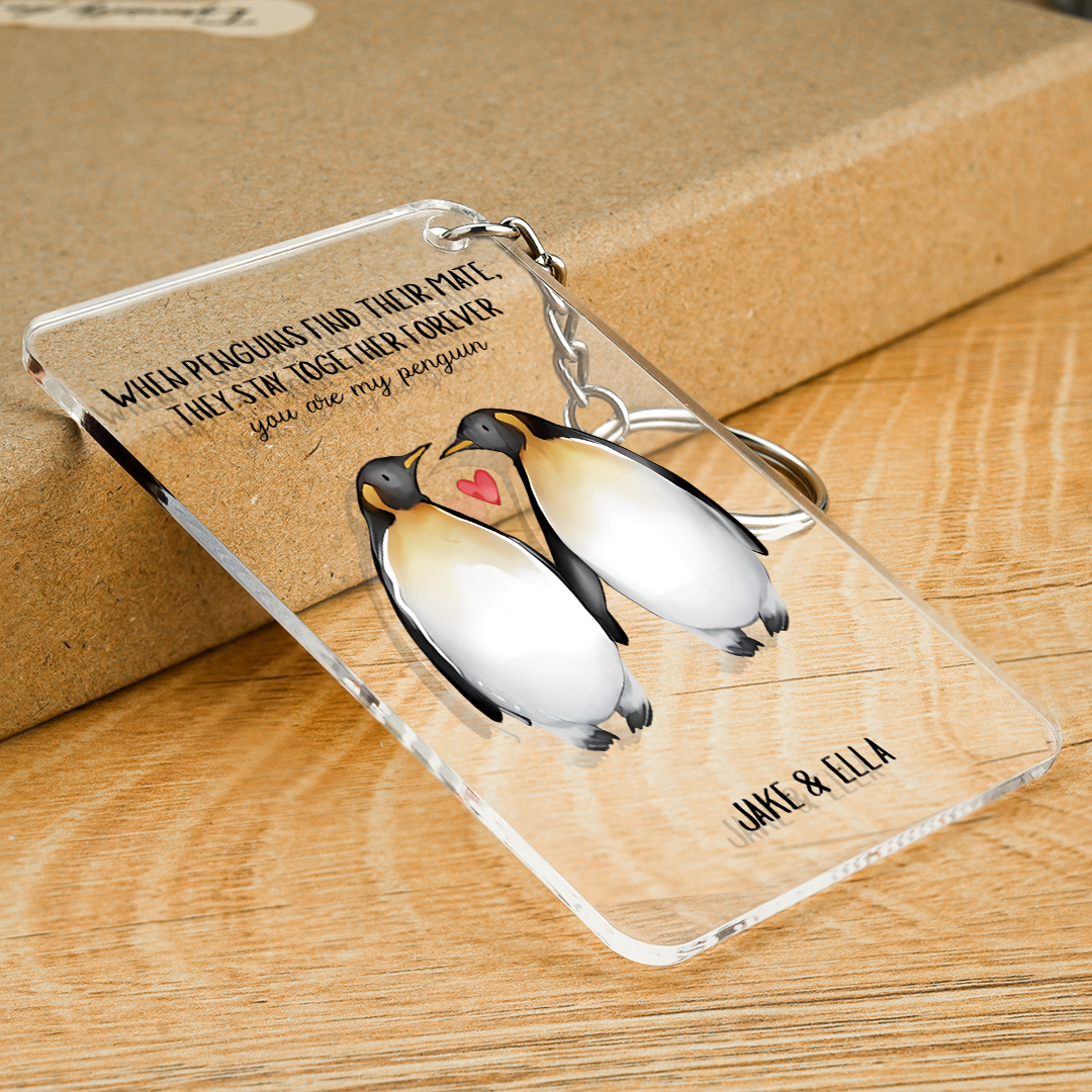 Personalised You're My Penguin Custom Text And Named Glass Plaque Gift For Him