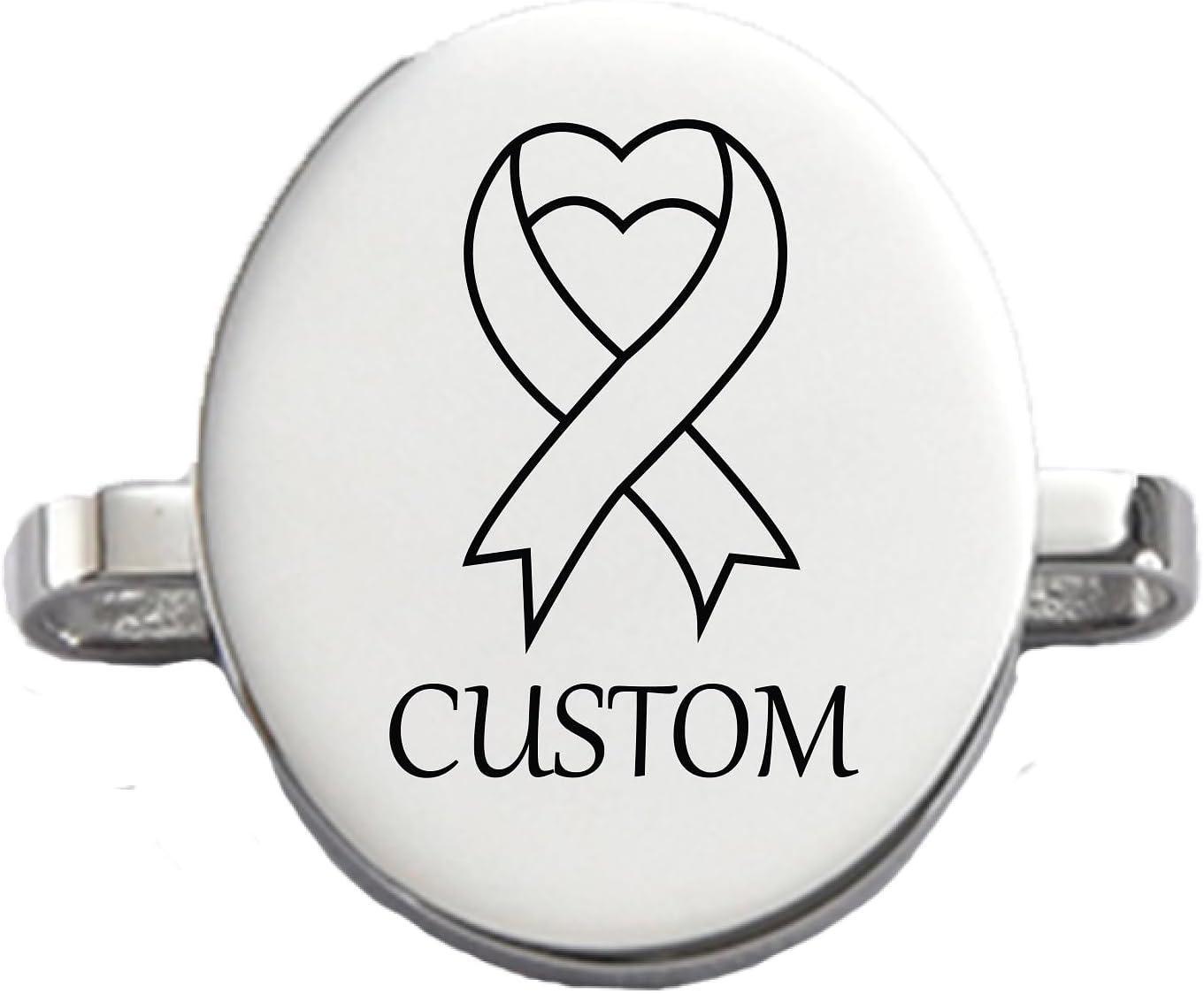 Custom Cancer Awareness Oval & Heart Metal Stud Accessory Smartwatch Bands - namenecklace
