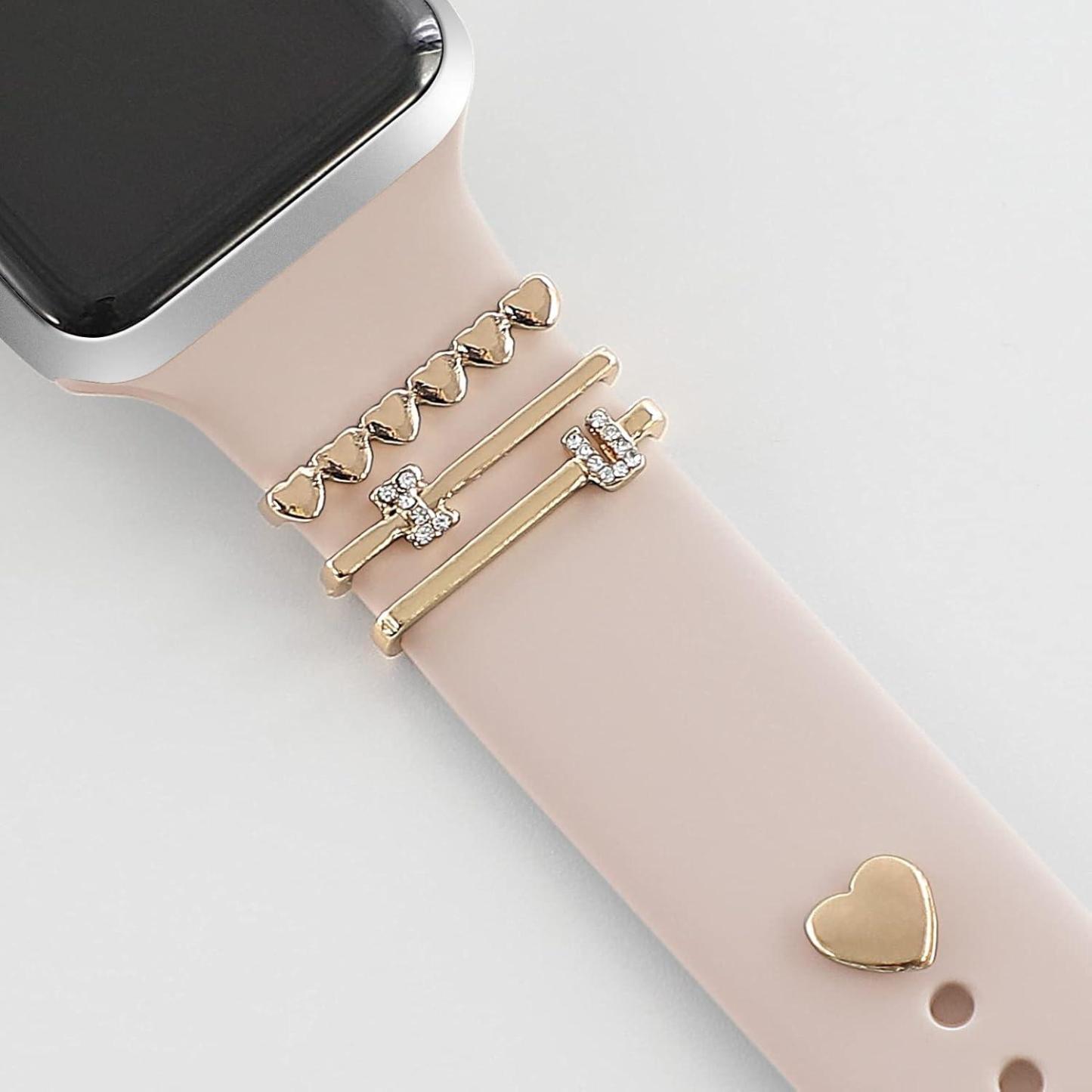 Charm Fashion Decorative Ring for Apple Watch Silicone Band Charm Diamond Sparkle Decorative Metal Charm (Without Band) - namenecklace