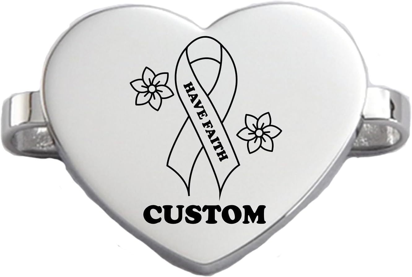 Custom Cancer Awareness Oval & Heart Metal Stud Accessory Smartwatch Bands - namenecklace