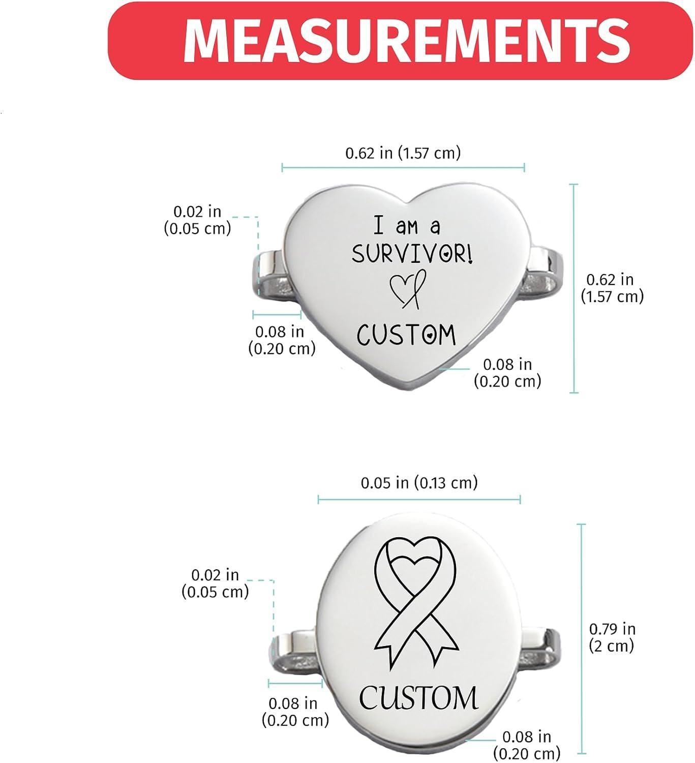 Custom Cancer Awareness Oval & Heart Metal Stud Accessory Smartwatch Bands - namenecklace