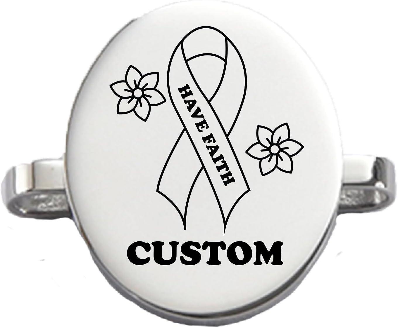 Custom Cancer Awareness Oval & Heart Metal Stud Accessory Smartwatch Bands - namenecklace