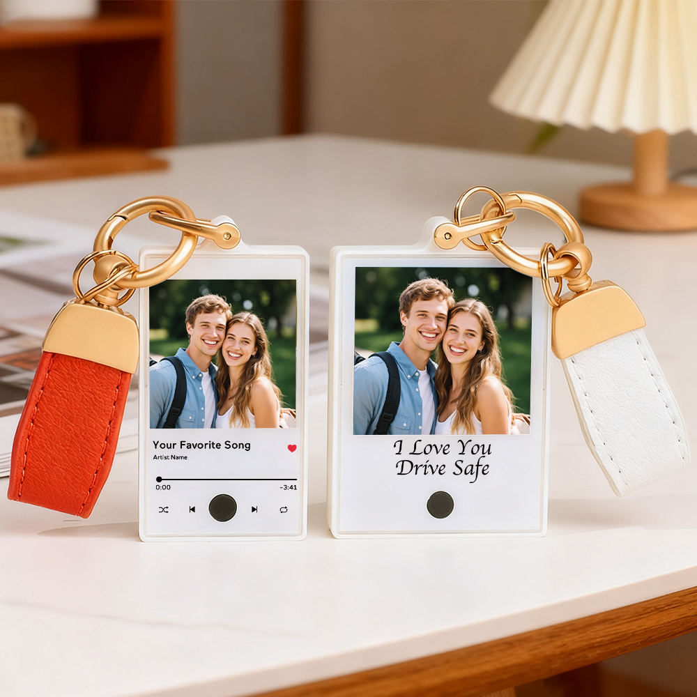 Custom Keychain With Photo and Text – Meaningful Gift with Your Personalized Music or Recording For Dad, Mom, Family, Friends