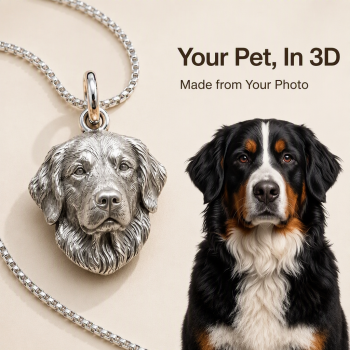 Custom 925 Sterling Silver 3D Pet Photo Portrait Pendant Sculpted Dog Cat Head Charm Memorial Gift For Her