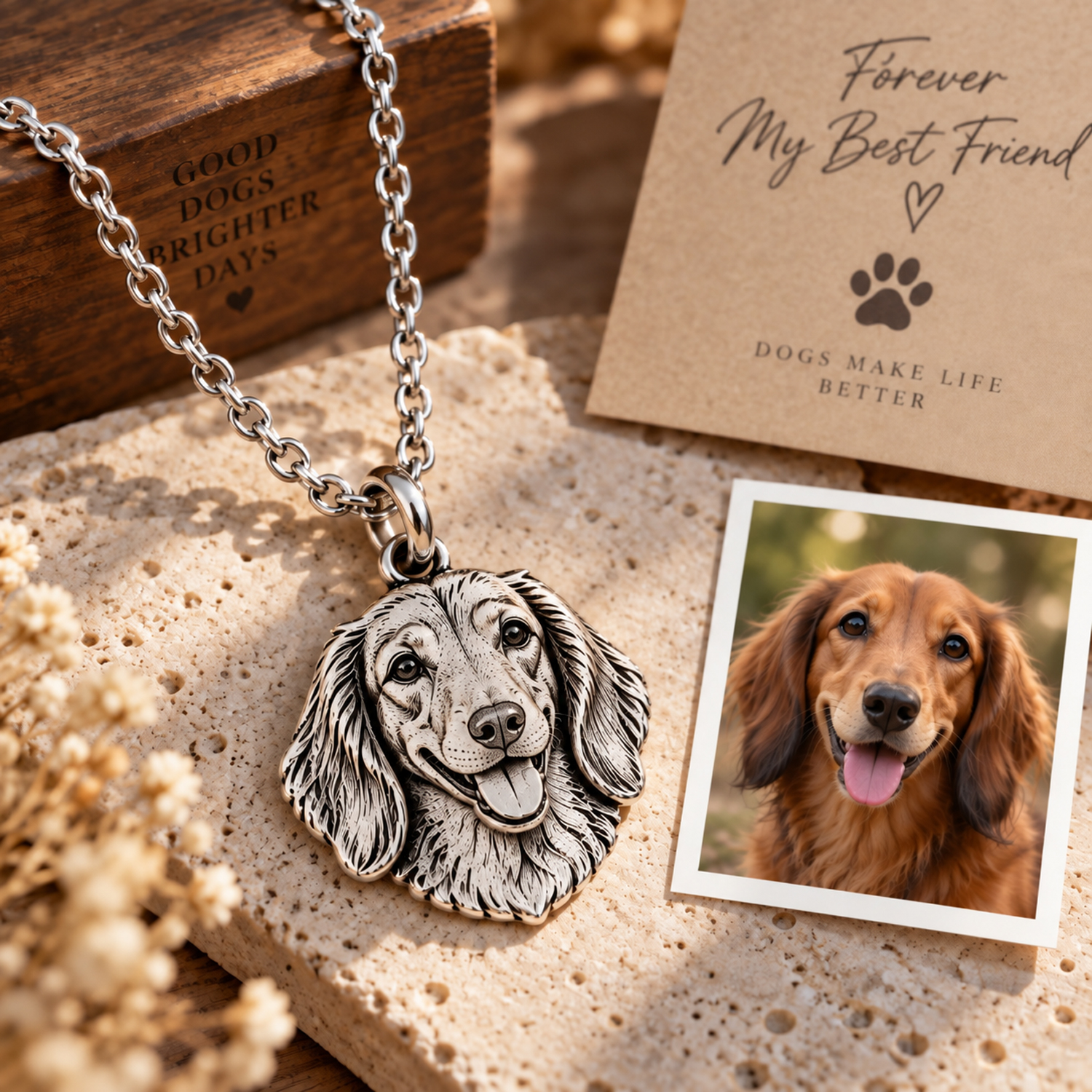 Personalized 925 Sterling Silver 3D Relief Pet Head Charm Necklace Custom Dog Cat Portrait Pendant Gift For Pet Lovers