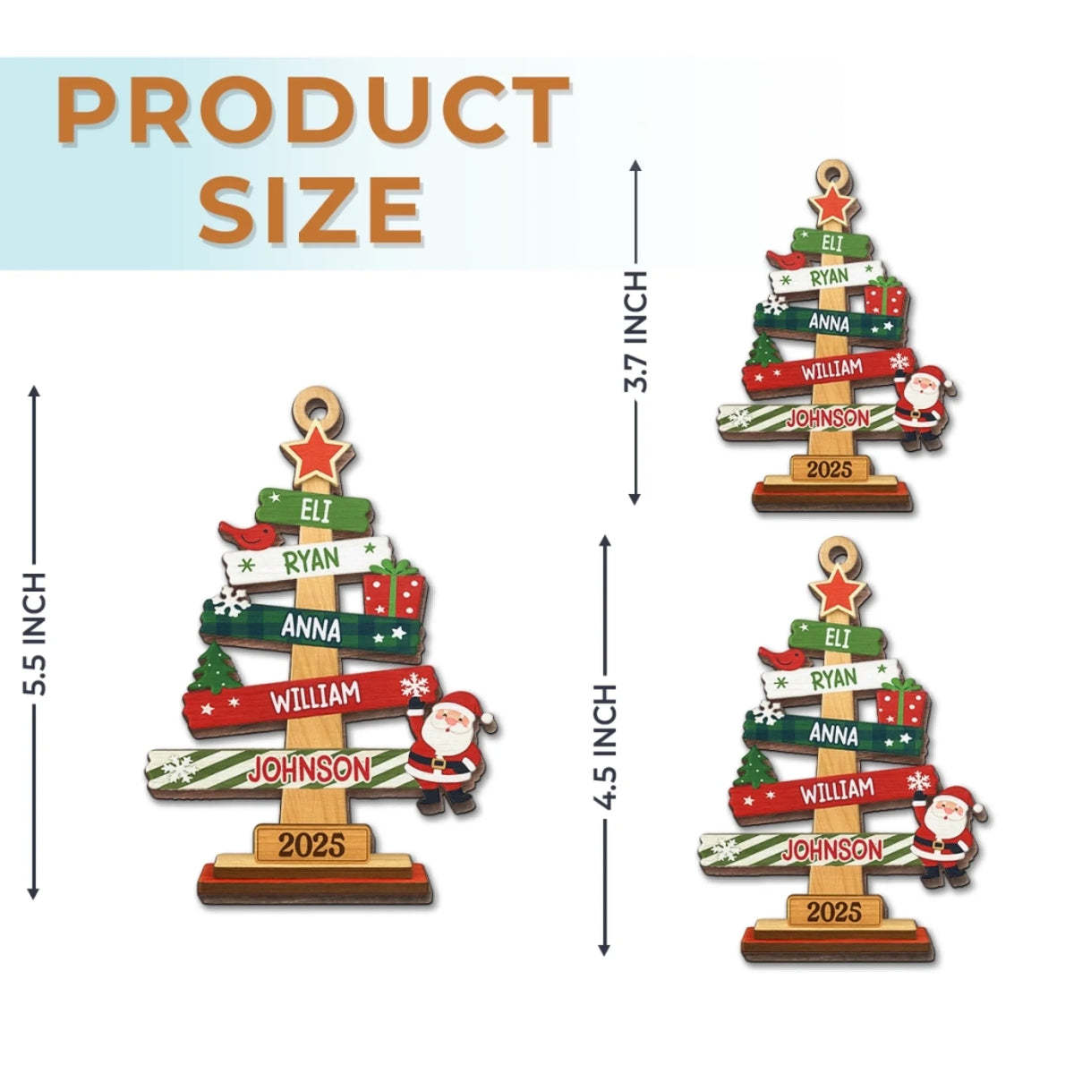 Custom Wood Ornament - Personalized Christmas Birthday Gifts For Mom, Dad, Kids - Our Family Christmas Tree