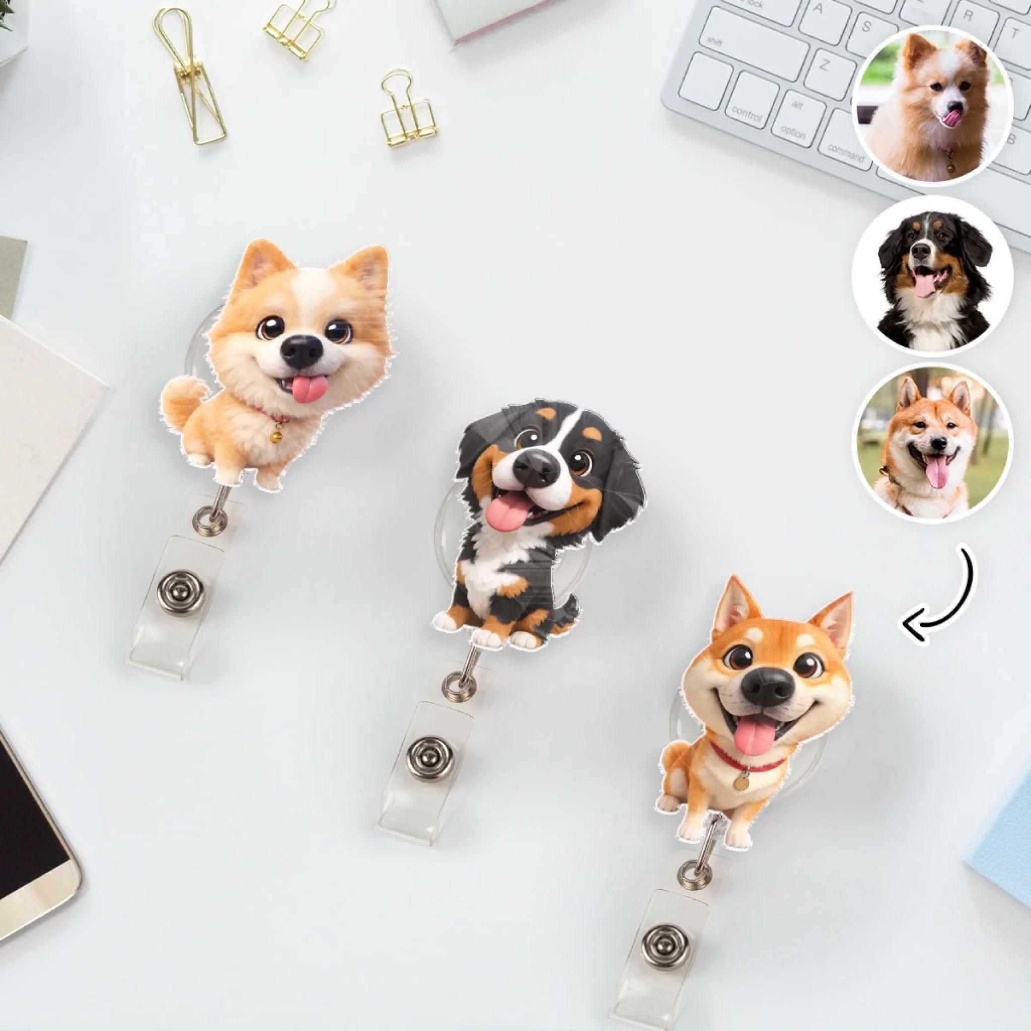 Custom Pet Photo Acrylic Badge Reel Personalized Pet Photo Badge Reel Custom Retractable ID Card Clip Gift for Pet Lovers