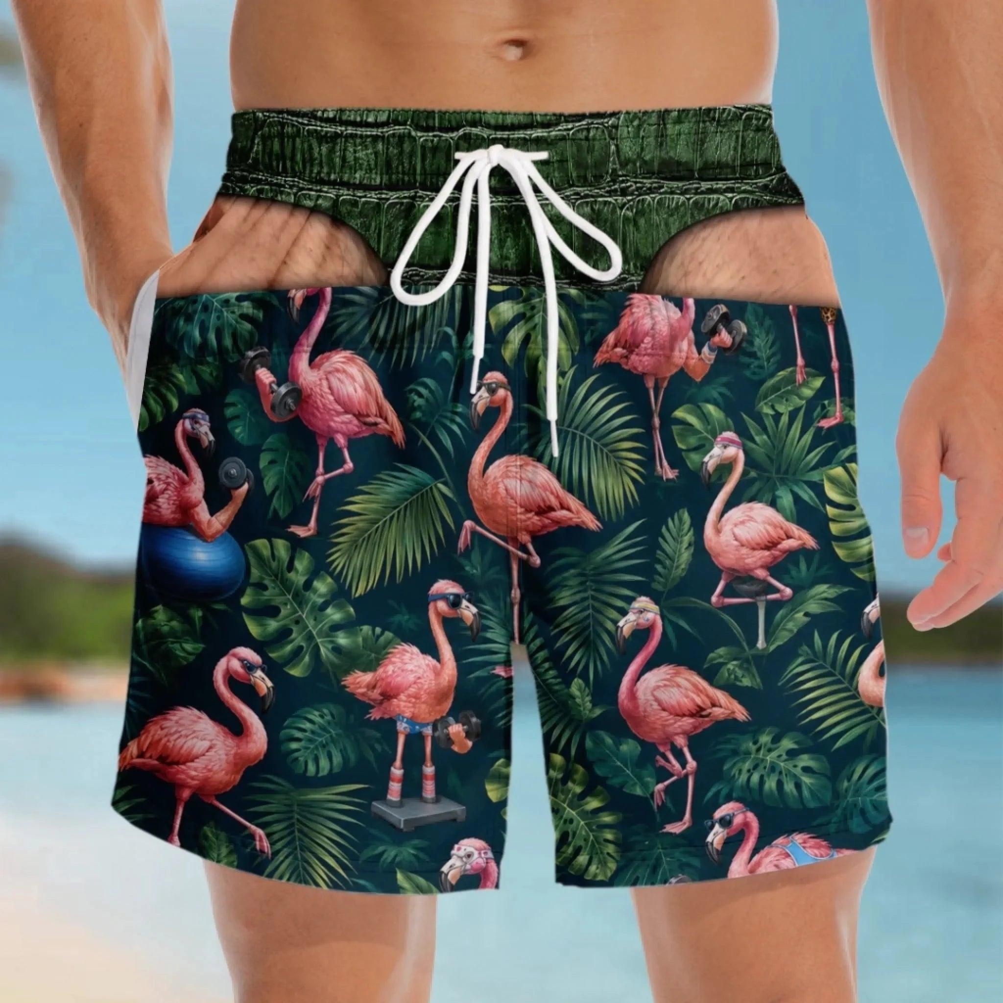 Funny Custom Fake Thong Men Swim Trunks Novelty Board Shorts Customized Gag Photo Swim Trunks Prank Beach Shorts for Men