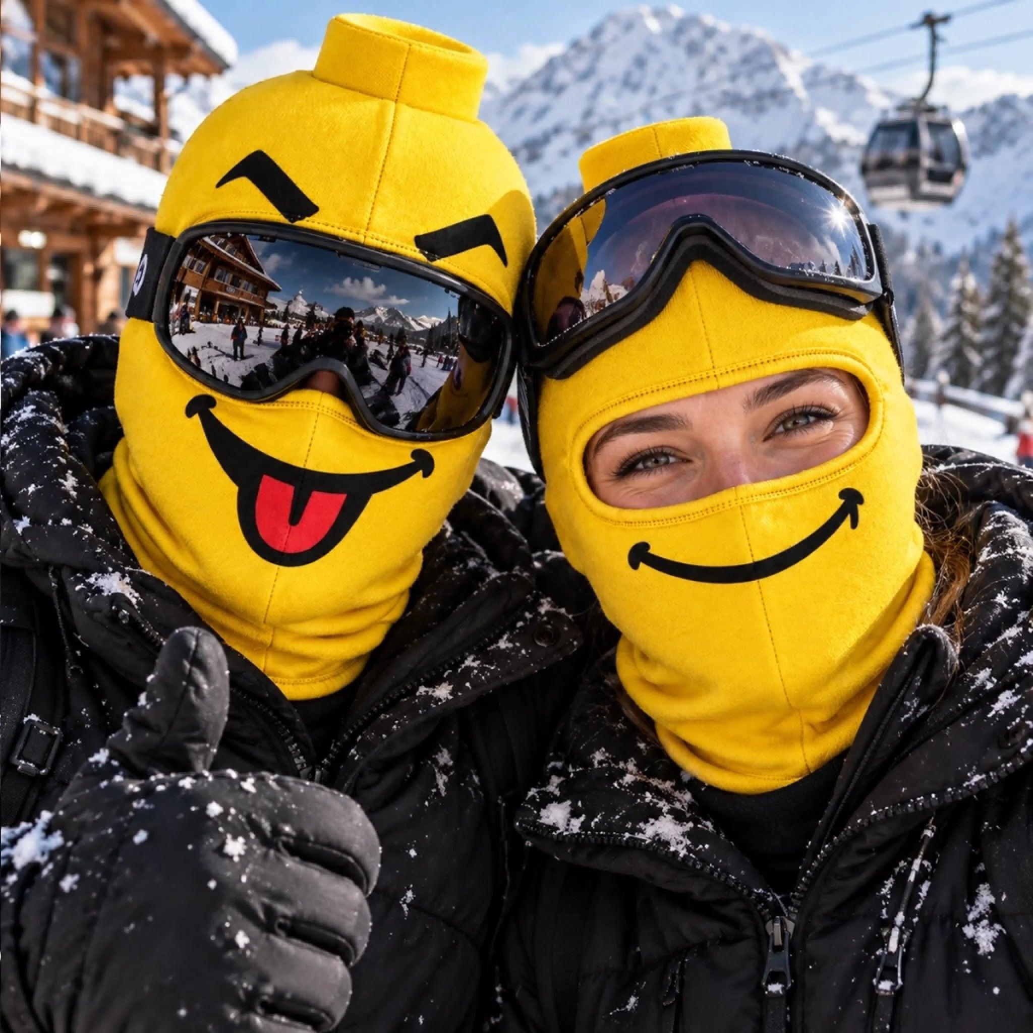 Funny Block Head Ski Mask Yellow Balaclava Thermal Winter Face Cover Funny Expression Thermal Balaclava Hood