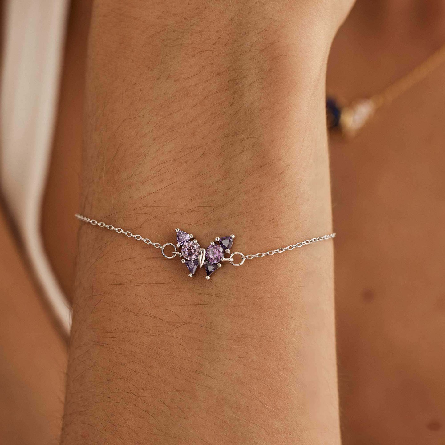 Personalized Butterfly Birthstone Bracelet Custom Two Birthstones Jewelry Custom Family Member Gift Custom Butterfly Charm Bracelet Mother's Day Gift