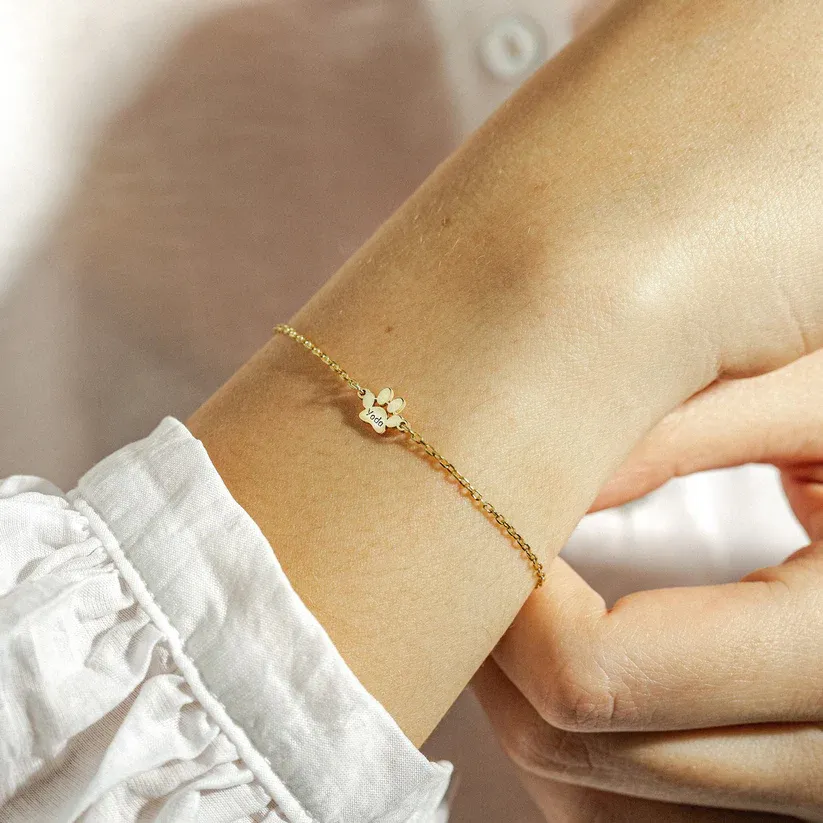 Custom Paw Print Bracelet & Personalized Pet Name Jewelryfor Pet Lovers