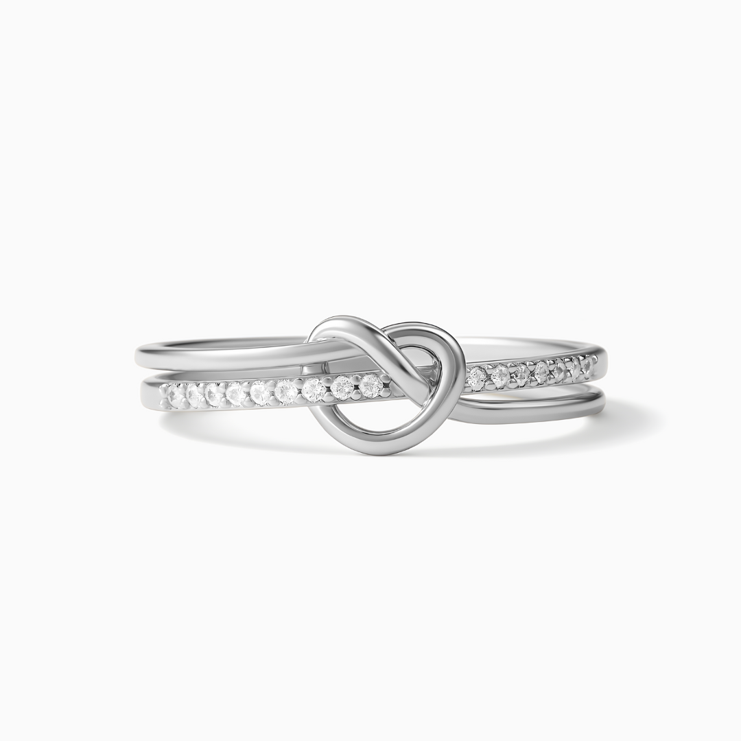 Adjustable Love Knot Ring with CZ Stones Eternal Bond Ring  Love Knot Jewelry Romantic Gifts for Her