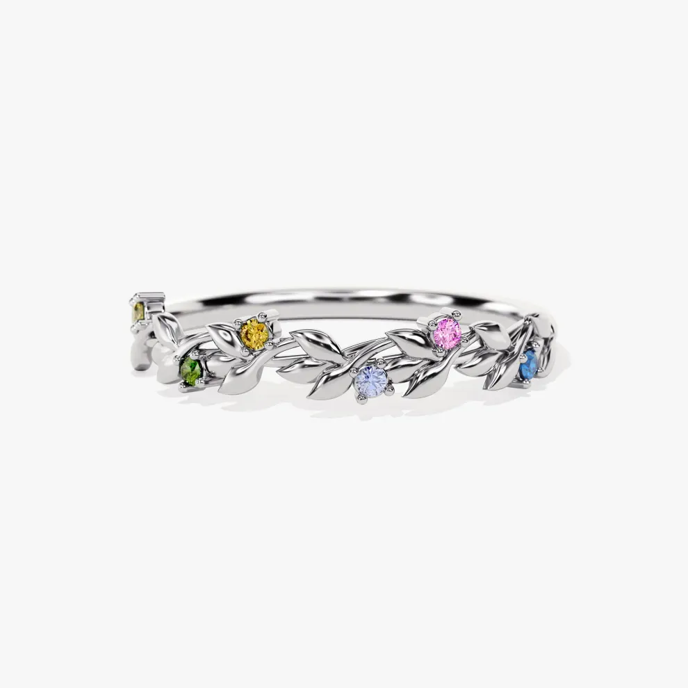 Custom Wrapped Vine Family Ring – 1–6 Birthstones for Children For mother gifts