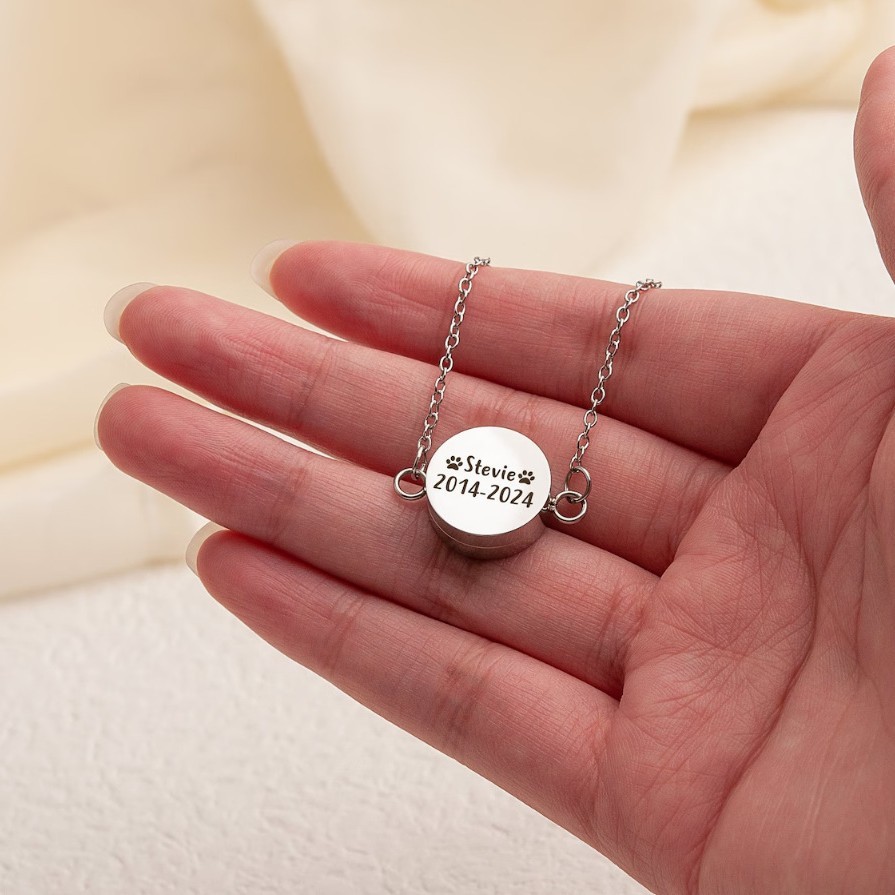 Personalized Pet Hair Memorial Bracelet Custom Name and Life Dates Pet Memorial Briacelet  Gift for Fur Mom