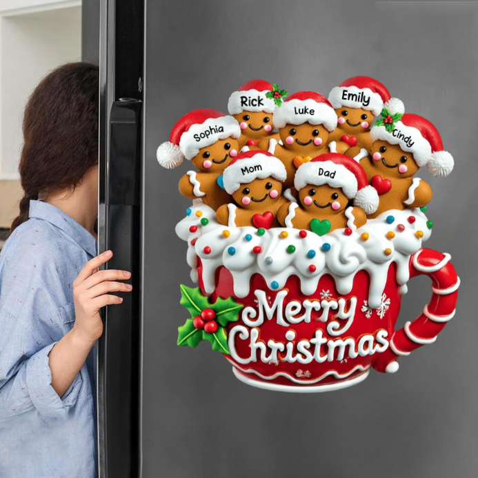 Merry Christmas - Personalized Gingerbread Family Decal