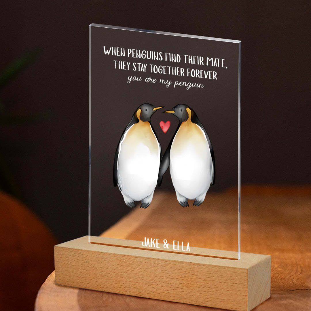 Personalised You're My Penguin Custom Text And Named Glass Plaque Gift For Him