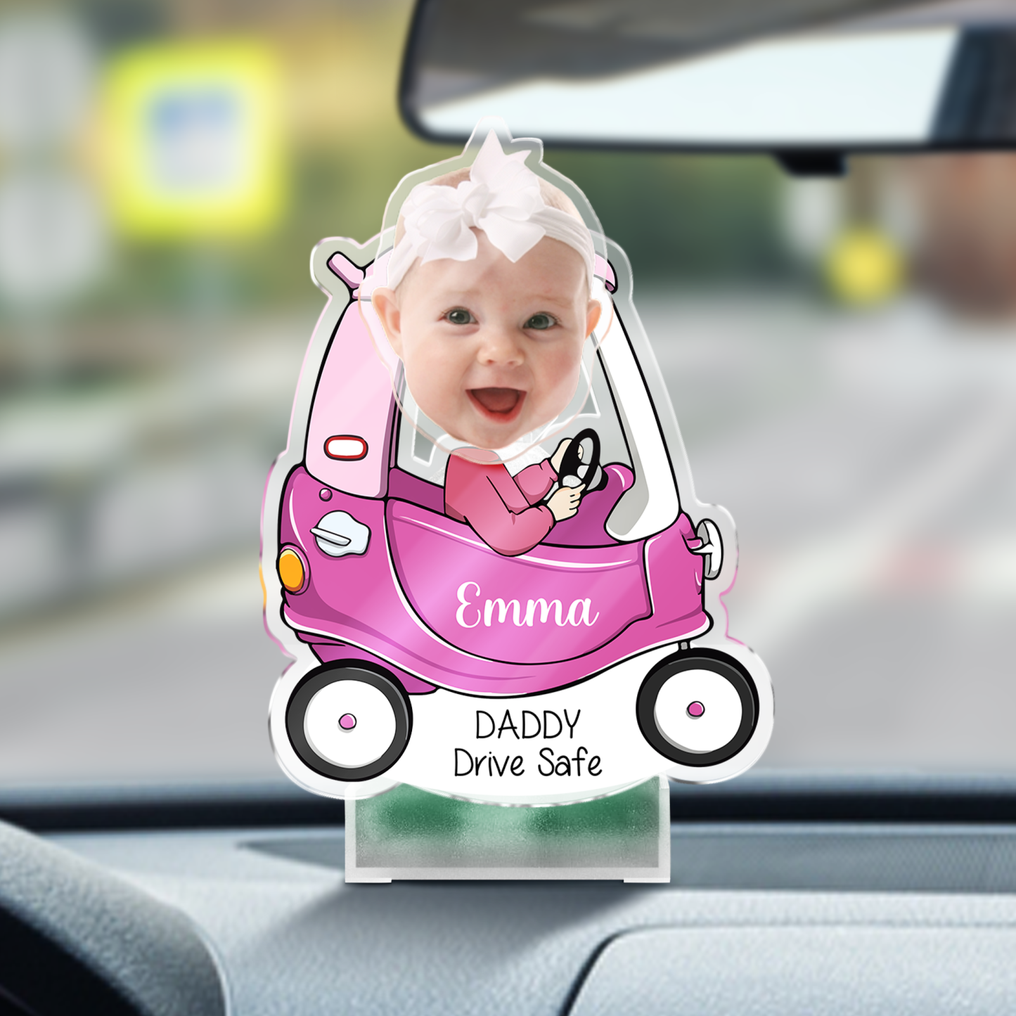 Custom Photo Father's Day Gift, Kids Face Bobblehead Gift for Dad, Custom Drive Safe Daddy Car Decor , Gift for New Dad Shaking Head Standee