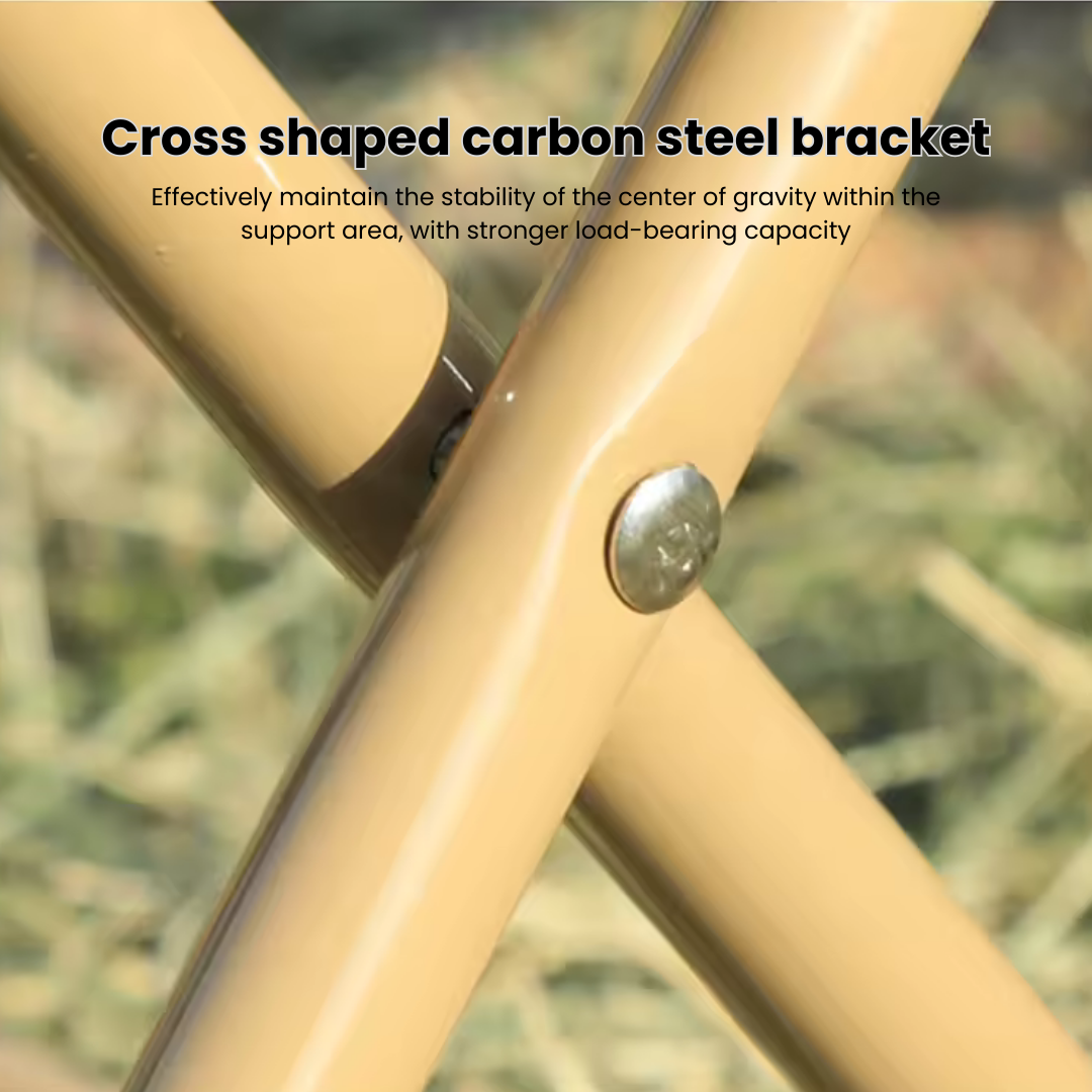 Portable Folding Camping Stool with Integrated Storage Bag & Pockets Lightweight Carbon Steel Outdoor Chair Compact Collapsible Seat 