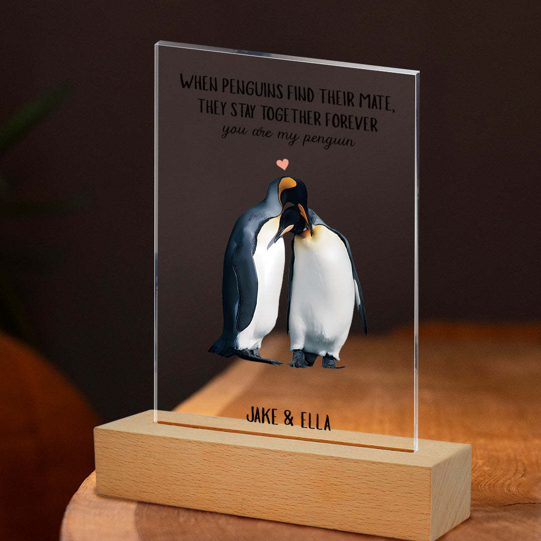 When Penguins Find Their Mate Gift Custom Named Plaque Anniversary Gift