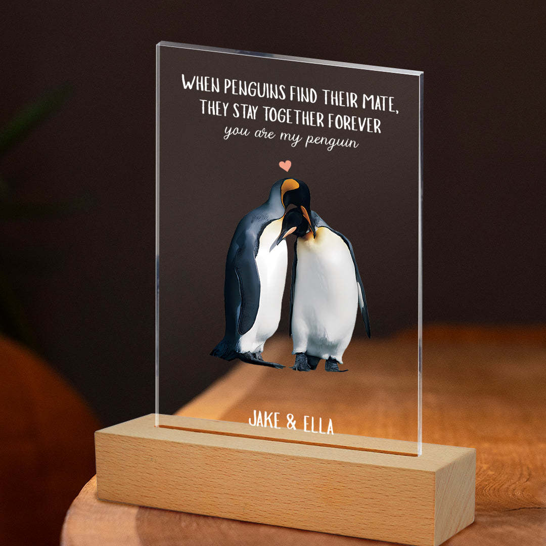 When Penguins Find Their Mate Gift Custom Named Plaque Anniversary Gift