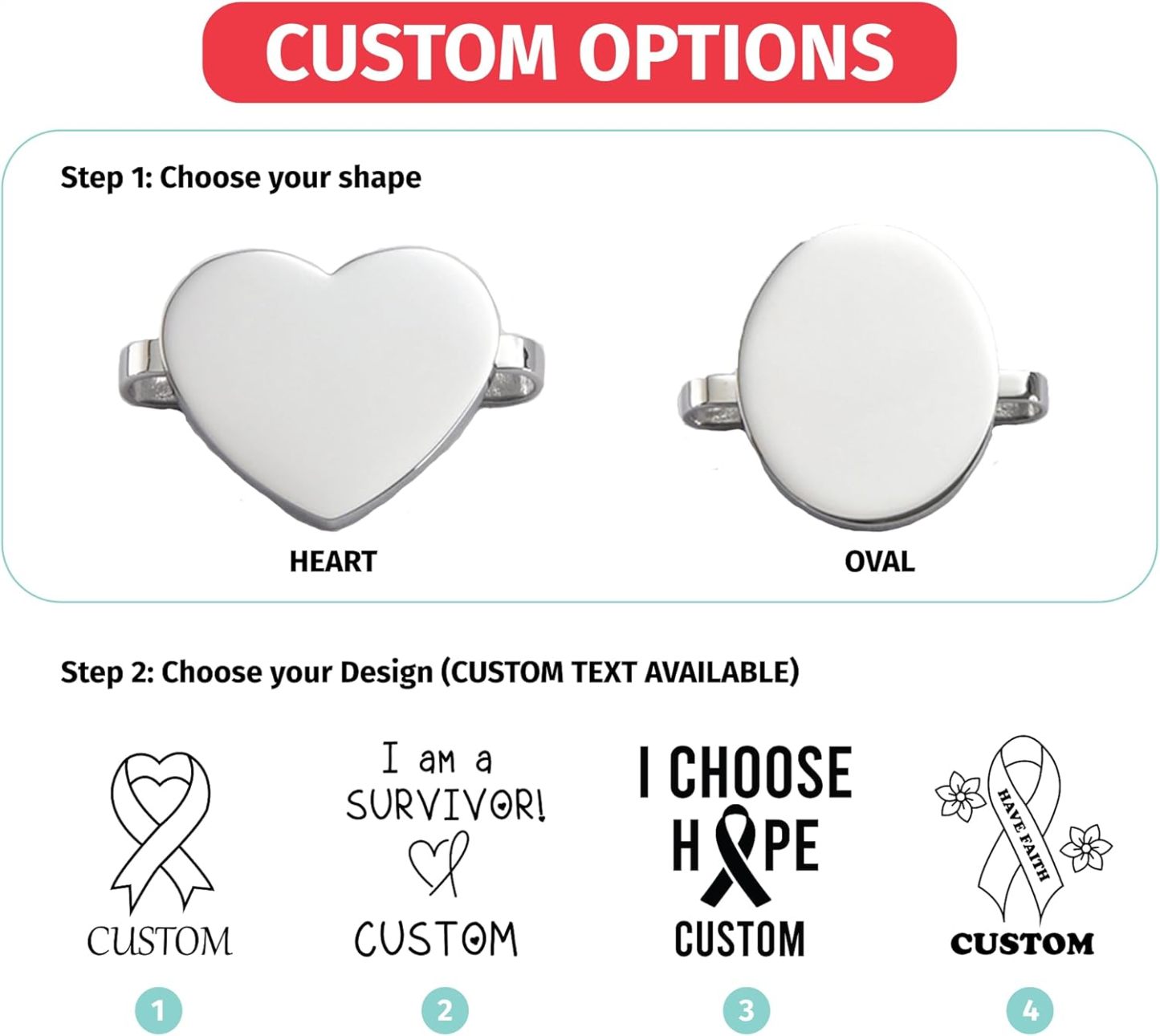 Custom Cancer Awareness Oval & Heart Metal Stud Accessory Smartwatch Bands - namenecklace