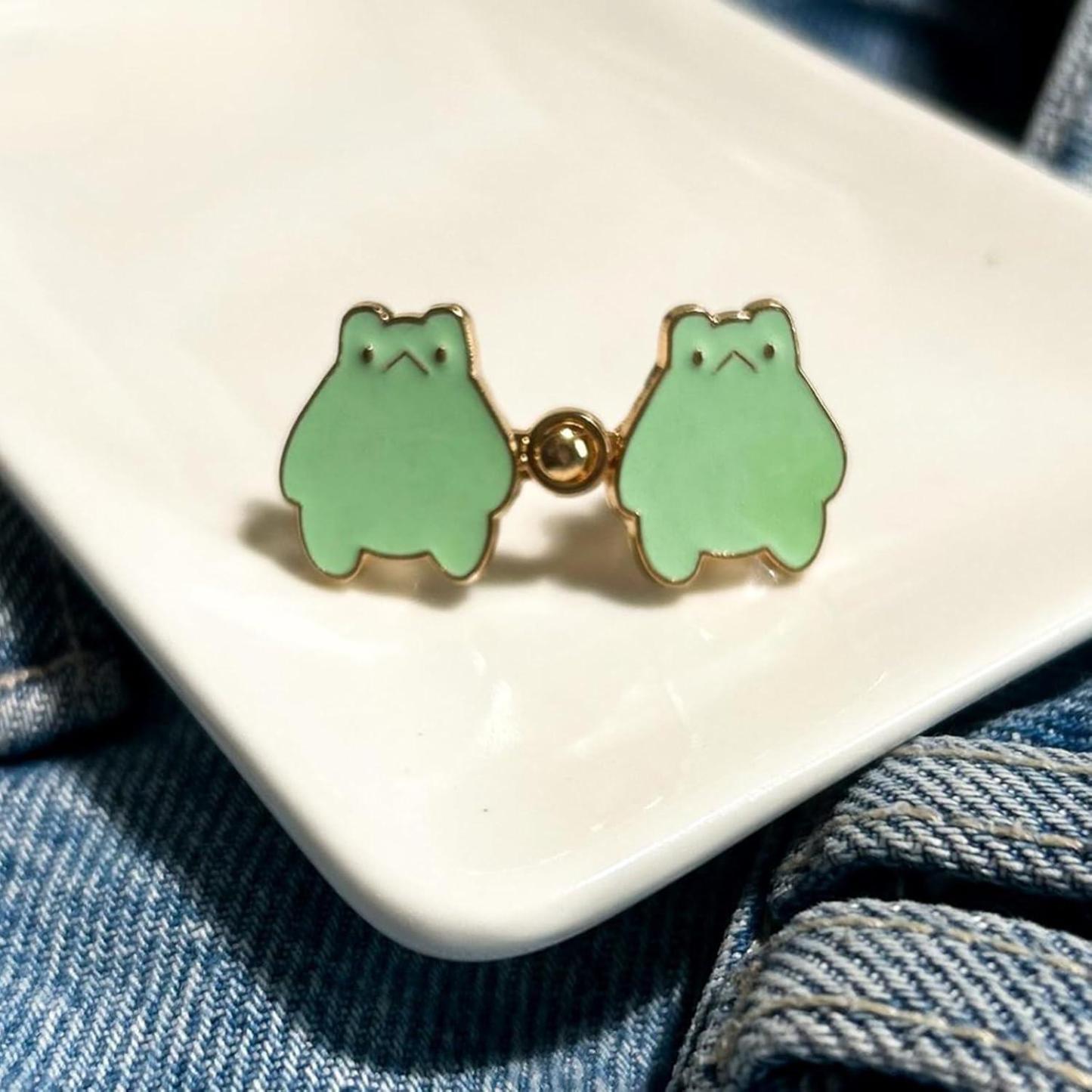 4 Pcs Pants Clip - Toadstool, Frog, Strawberry, Cat Waist Knots - Jean Button Tightener