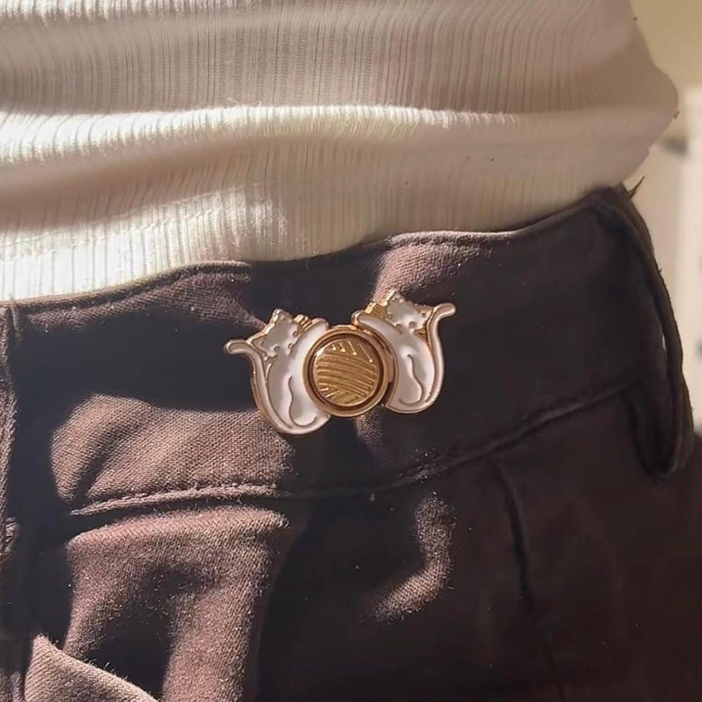 4 Pcs Pants Clip - Toadstool, Frog, Strawberry, Cat Waist Knots - Jean Button Tightener