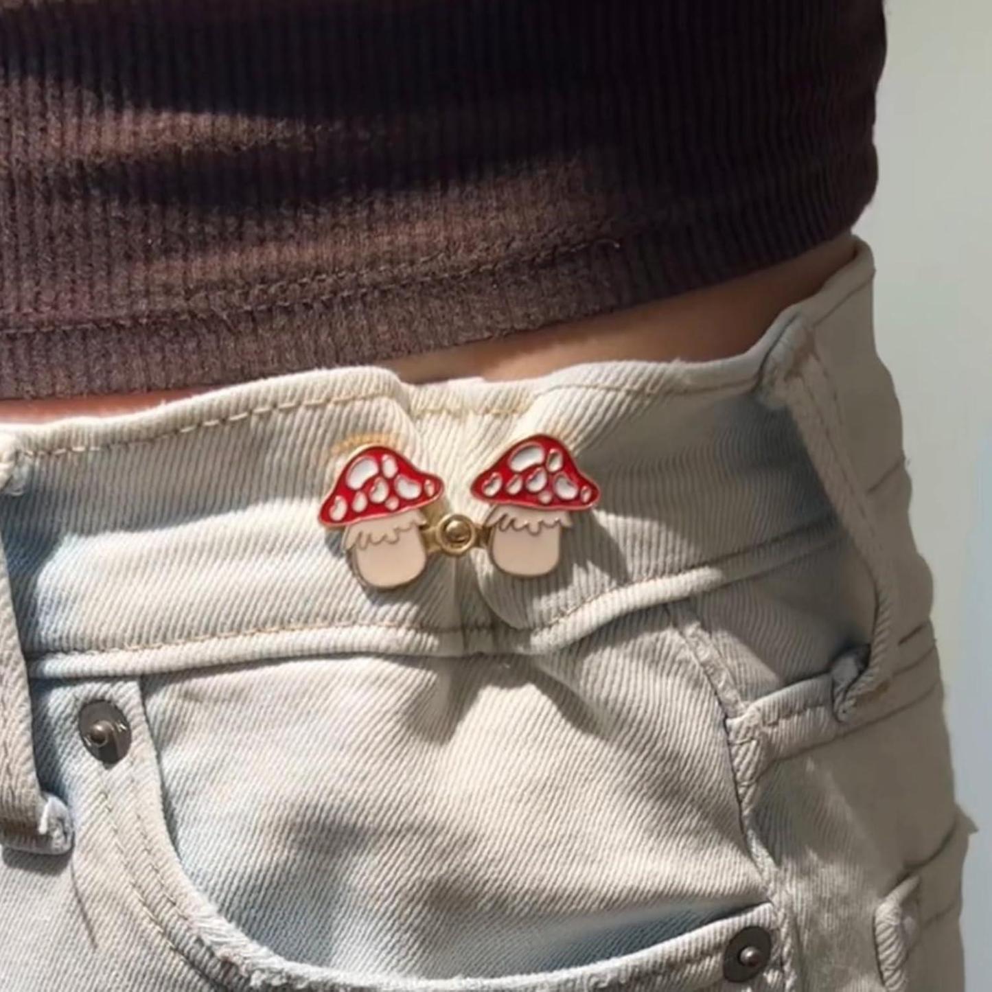 4 Pcs Pants Clip - Toadstool, Frog, Strawberry, Cat Waist Knots - Jean Button Tightener