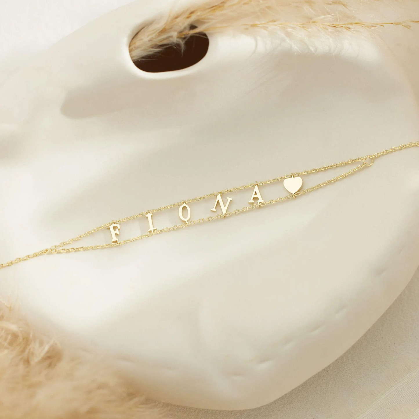 Custom Double Chain Name Bracelet Personalized Layered Chain Name Bracelet Dainty Customized Nameplate Bracelet