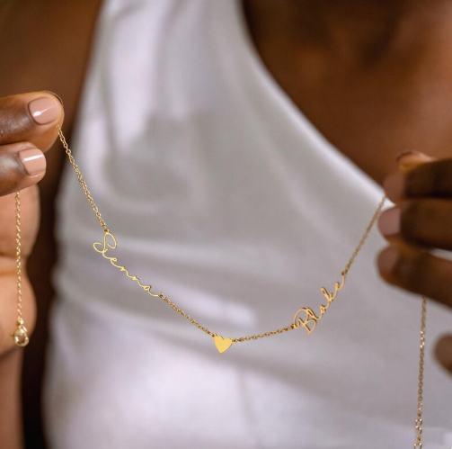 Personalized 2 Names Necklace Heart Heart Couple Gift,Romantic Valentine's Day Gift for Wife Her,Meaningful Mom Gift