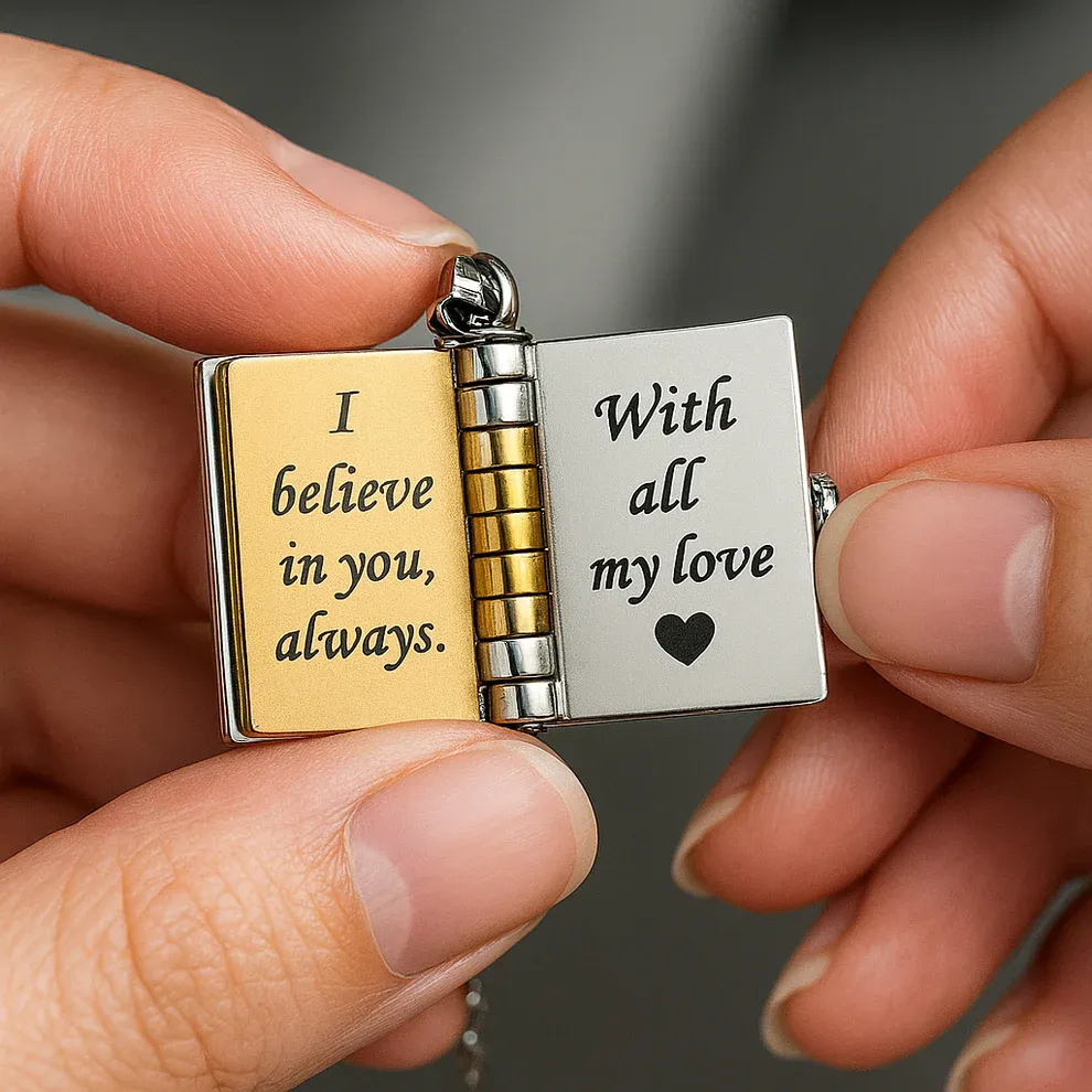 Custom Notebook-Shaped Necklace with Custom Engraving Personalized Meaningful Gift for Son on Birthday Graduation