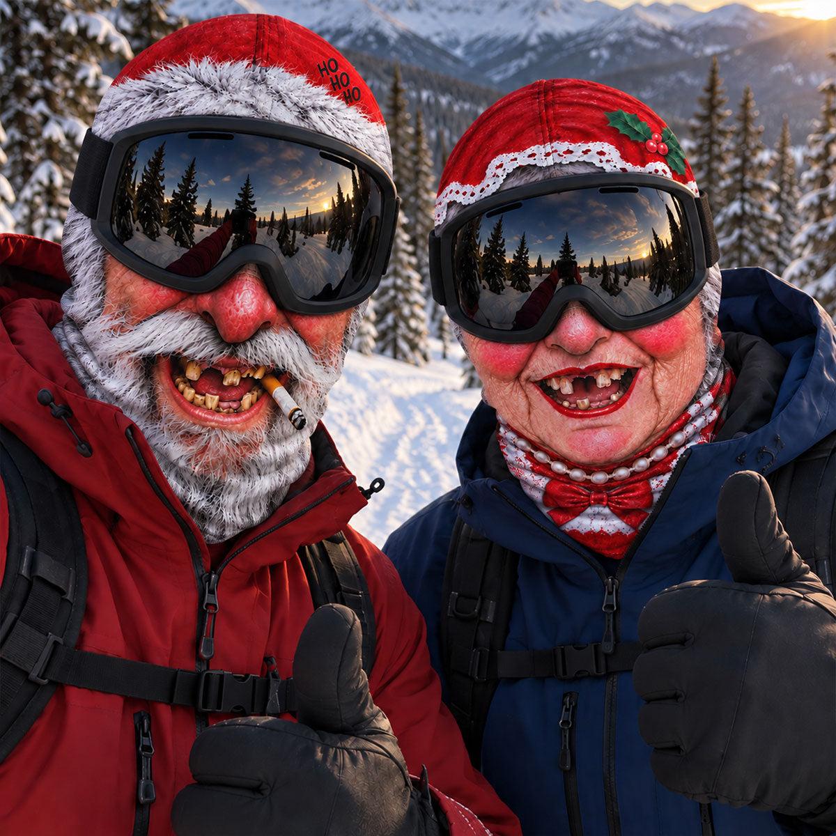 Funny Christmas Old Couple Ski Mask Thermal Winter Face Cover Novelty Old Man Old Woman Ski Mask Thermal Windproof Balaclava For Winter Sports