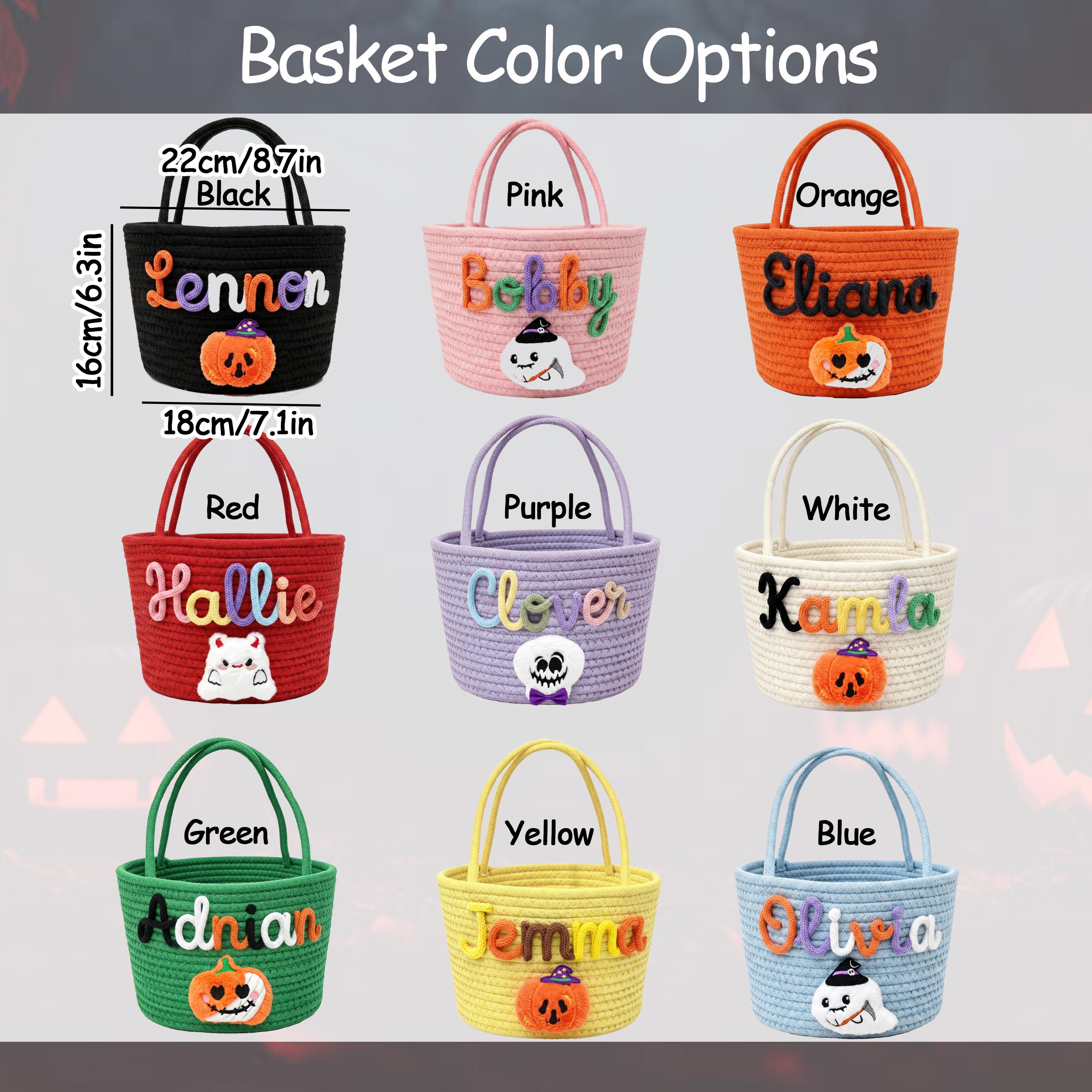 Personalized Halloween Candy Basket Custom Name Trick or Treat Rope Tote Gift for Kids