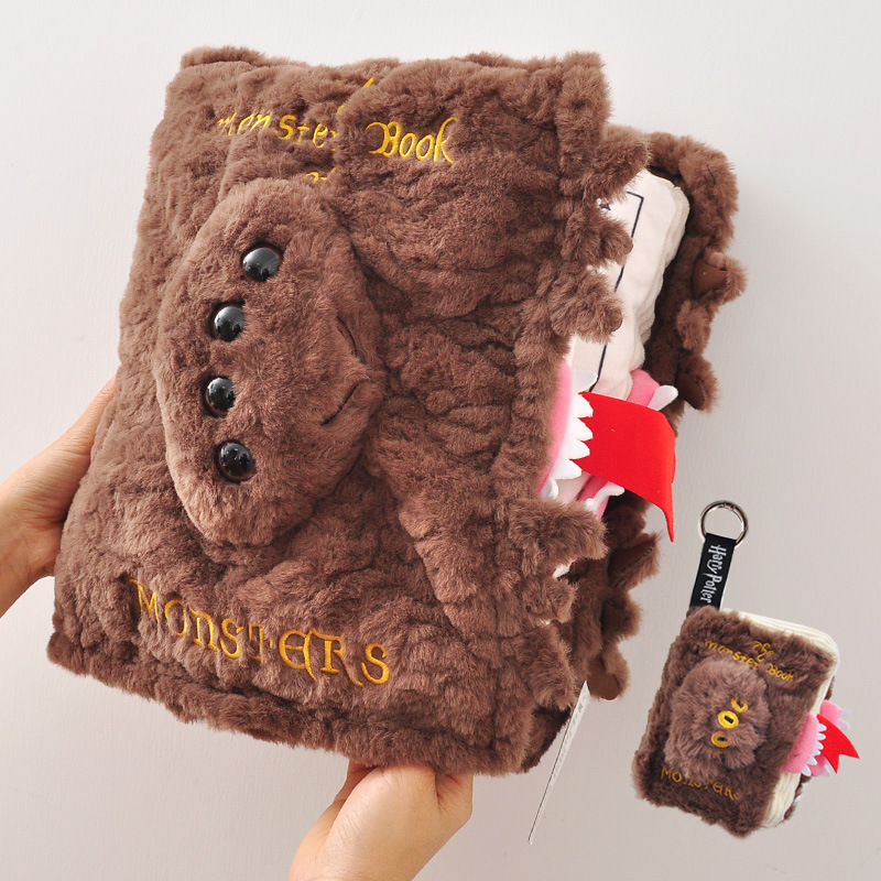 Magical Monster Spellbook Plush Pillow and Keychain Vintage Magical Book Plush Pillow Wizard School Bag Charm Gifts for Wizard Fans
