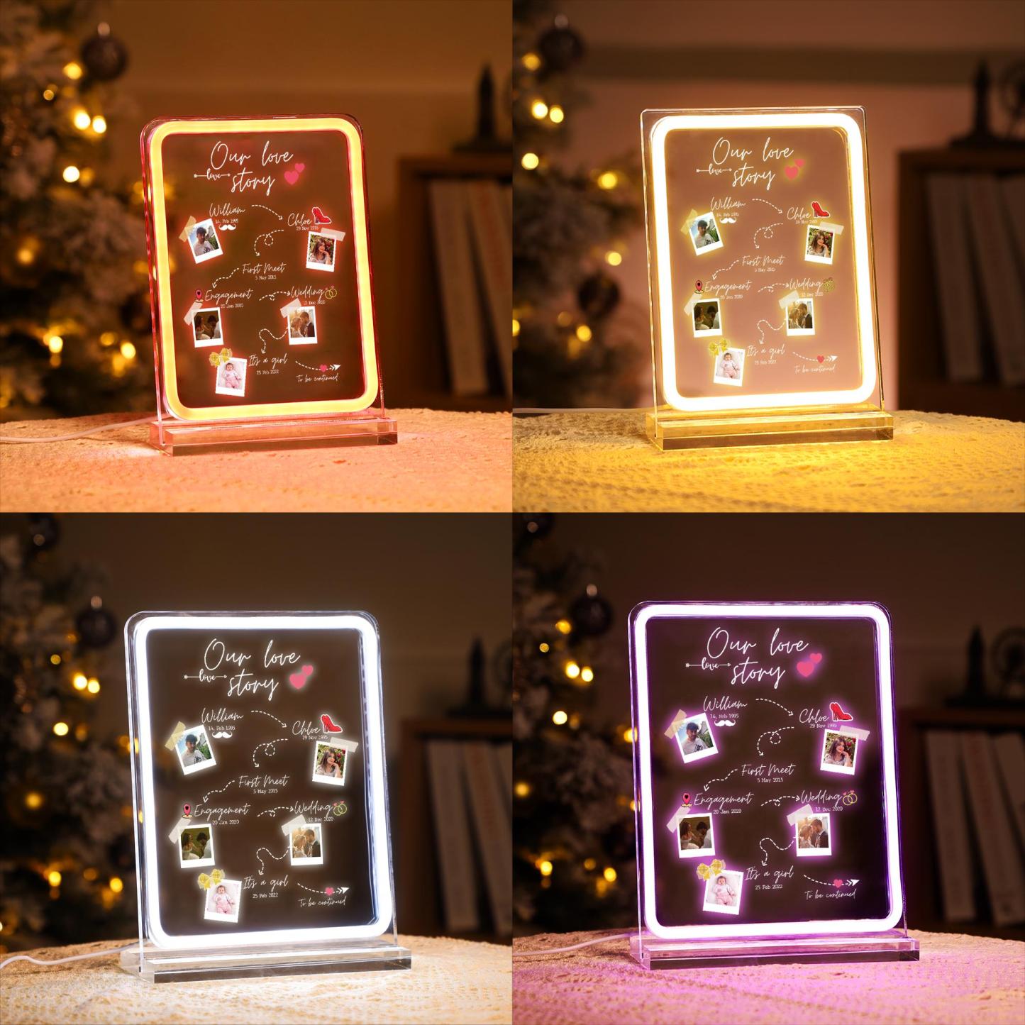 Personalized Our Love Story LED Acrylic Plaque Custom Timeline Milestone Anniversary Night Light Valentine's Day Gift
