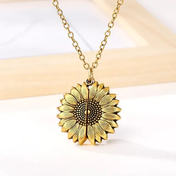 Custom Sunflower Pendant Necklace&Personalized Gift for Her