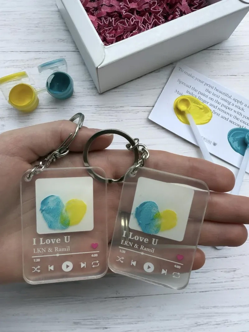 Fingerprint Keychain  Commemorate Your Special Day with a Unique Touch Anniversary Valentine’s Day for Couples Gifts Symbolizing Eternal Love