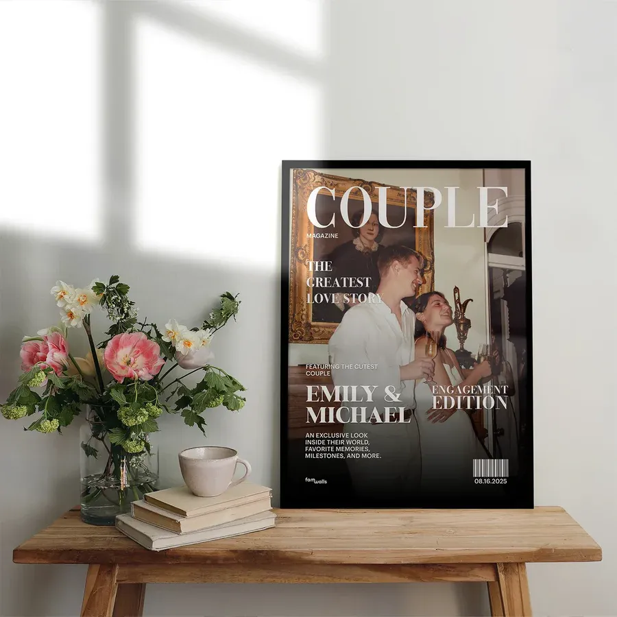 Custom Create Your Own Love Story Magazine Cover  with Personalized Photos, Names & Date  Valentine’s Day Gifts For Couple