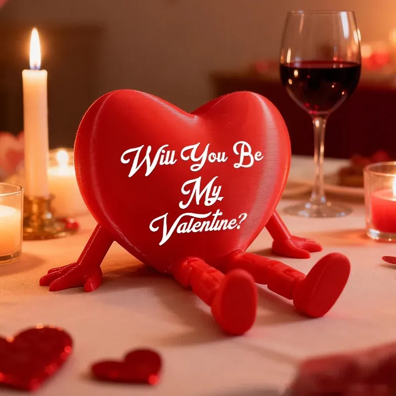Valentine's Day Gift Personalized Valentines Day Heart Decor with Fun Dangling Legs Custom 3D Printed Couple Heart Table Sign with Text