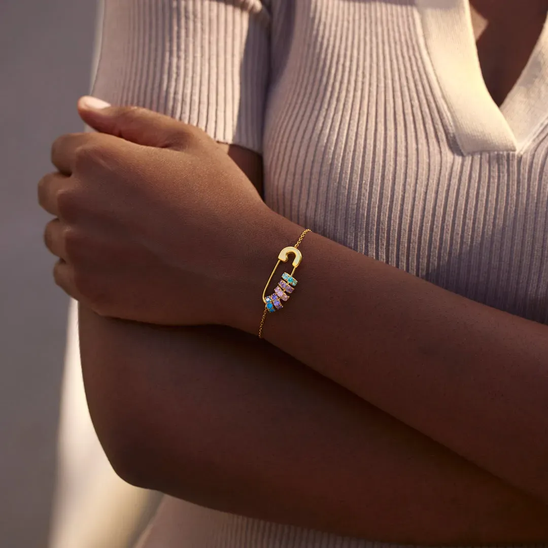 Personalized Paperclip Chain Birthstone Bracelet & Custom Name Jewelry Gift