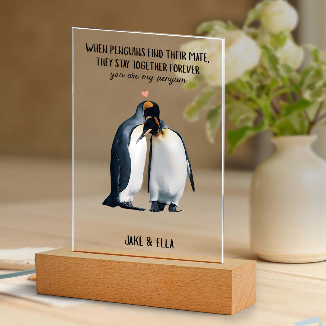 When Penguins Find Their Mate Gift Custom Named Plaque Anniversary Gift