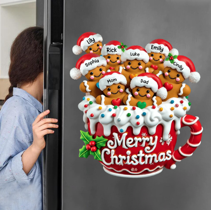 Merry Christmas - Personalized Gingerbread Family Decal